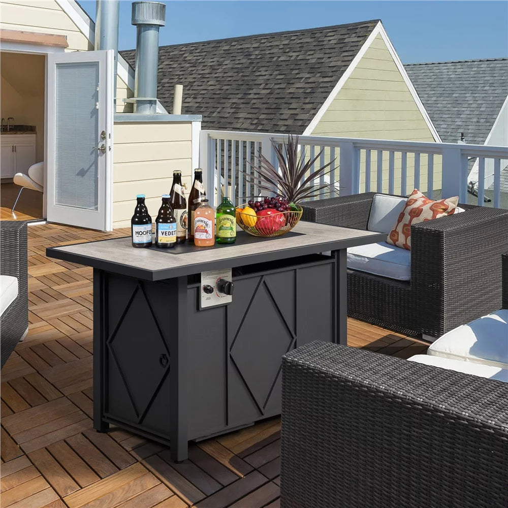 43″ Metal Fire Table with Ceramic Top & Cover O27813