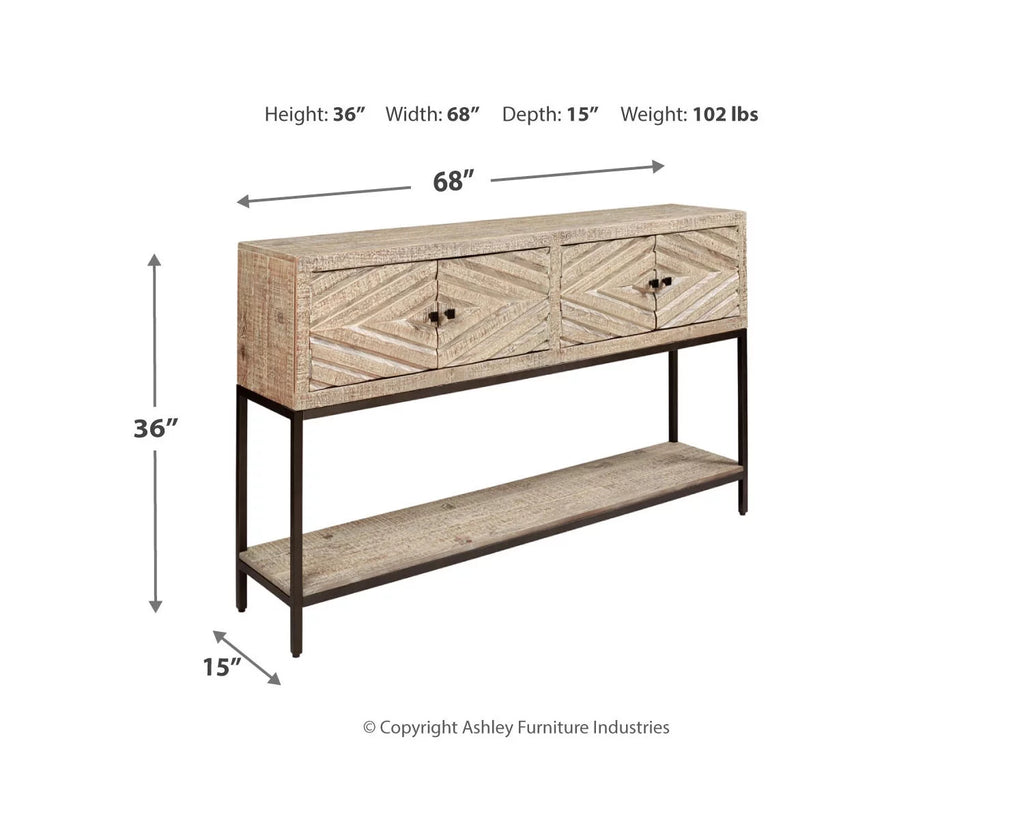 Distressed White Sofa Console Table B5403
