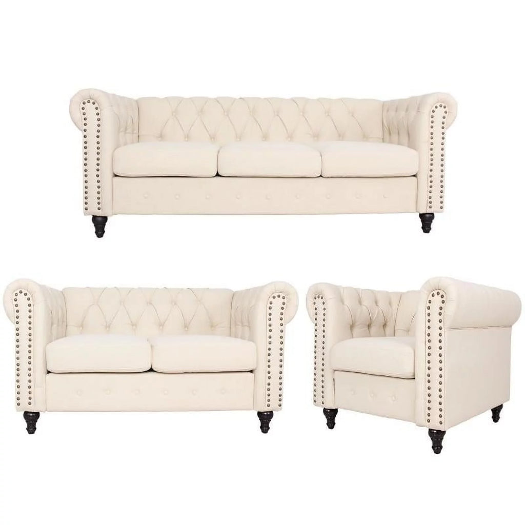 3 Piece Living Room Set with Sofa Loveseat and Accent Chair Y92344