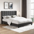Queen Size Dark Grey Platform Bed with Wingback Headboard Y63405