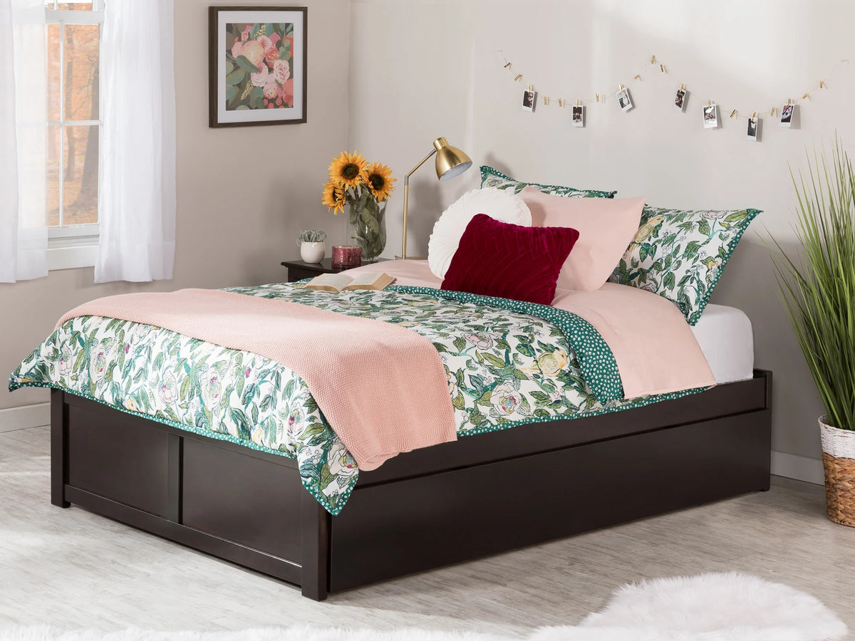 Full Platform Bed with Trundle Bed in Espresso N7828