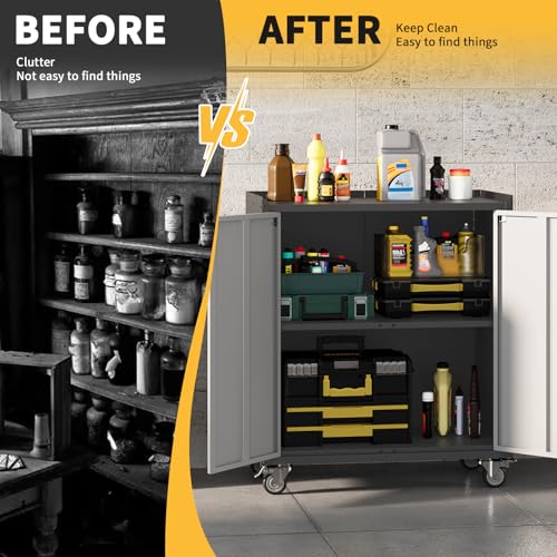 Locking Metal Cabinet with Door, Rolling Storage Cabinet with Shelves H444873