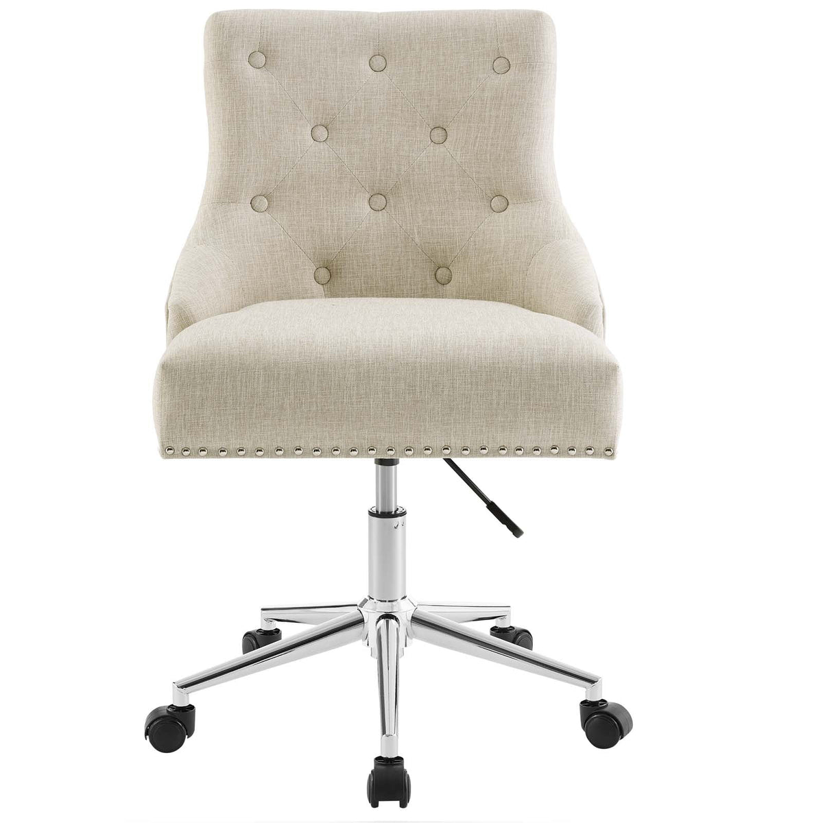 Beige Fabric Aluminum Work Desk Chair W80686