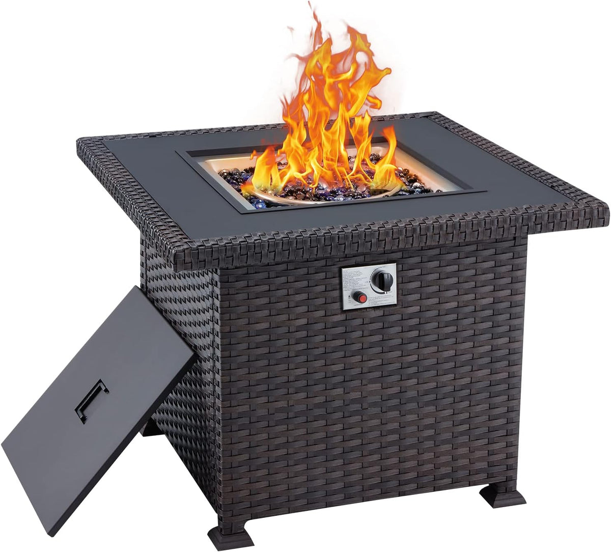Propane Fire Pit Table 32in 50,000BTU Smokeless with Cover Brown Q580