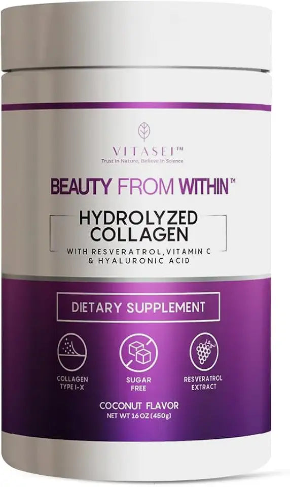 Hydrolyzed Collagen Peptides Powder with Vitamin C & Resveratrol Coconut Flavored 16 oz G309268