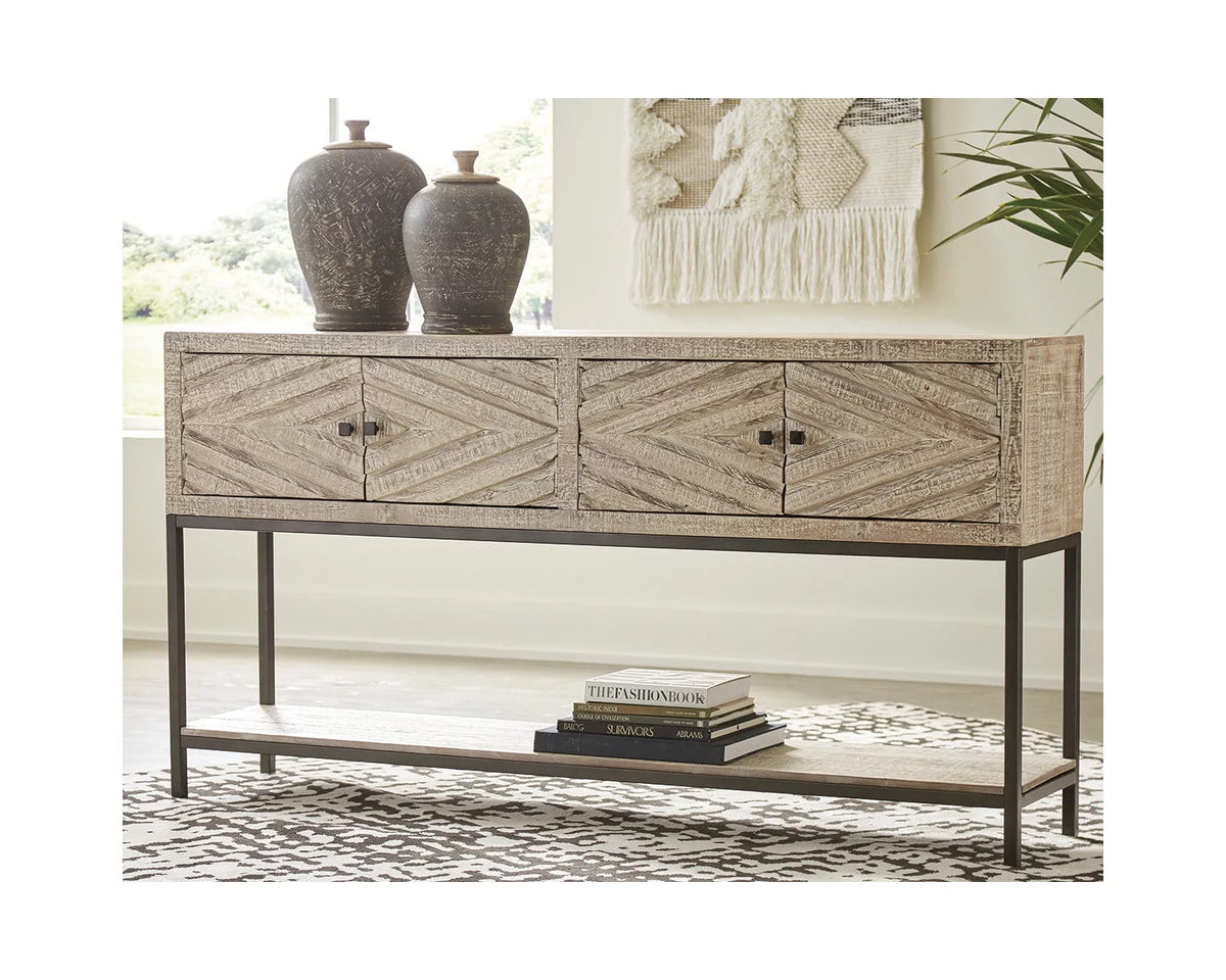 Distressed White Sofa Console Table B5403