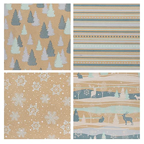Christmas Kraft Wrapping Paper 4 Rolls M758