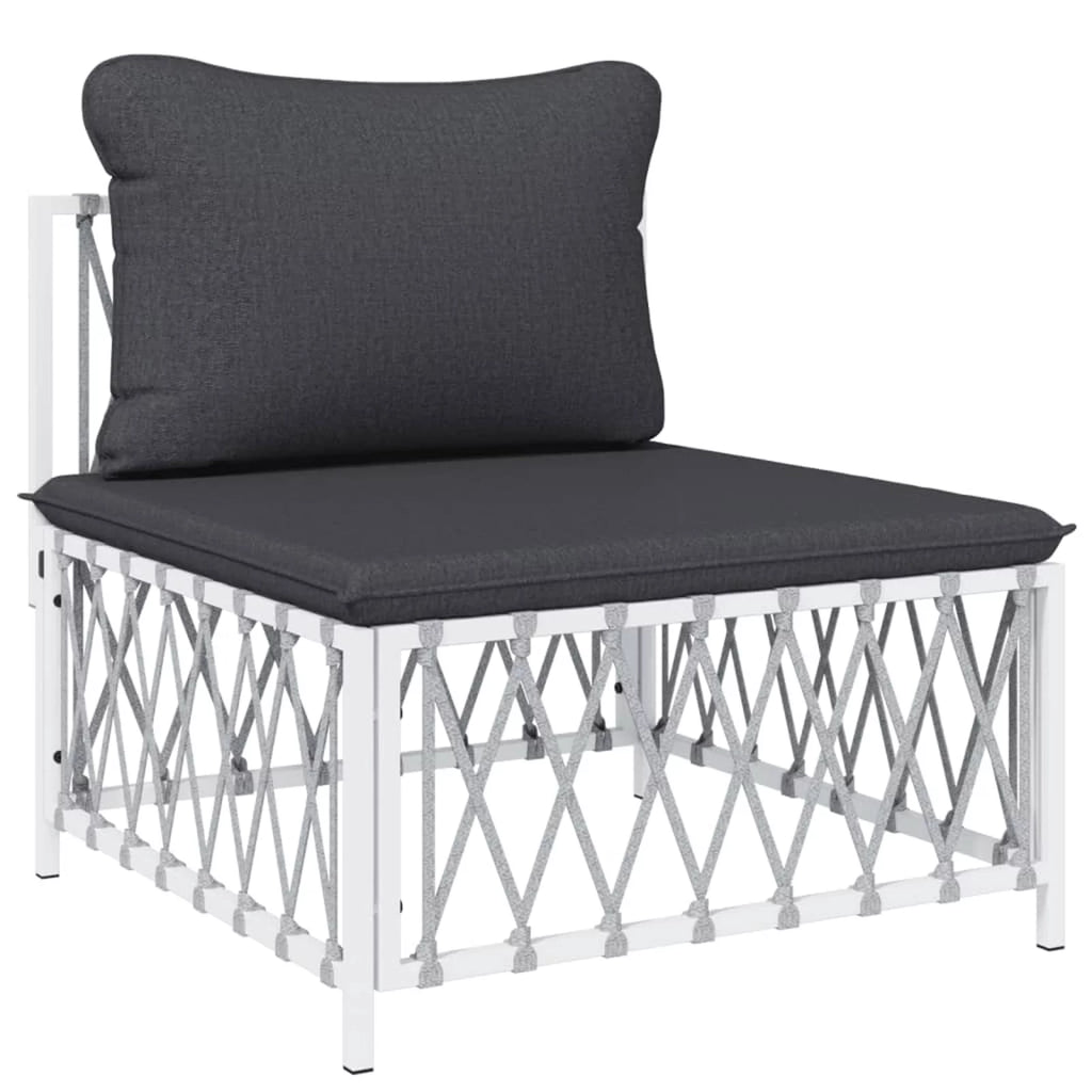 5 Piece Patio Set with Cushions White Steel F17375