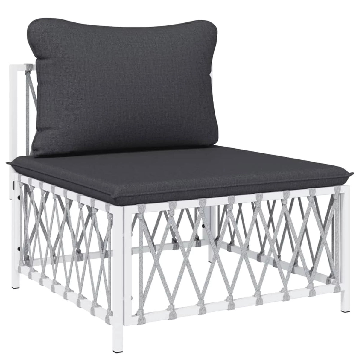 5 Piece Patio Set with Cushions White Steel F17375