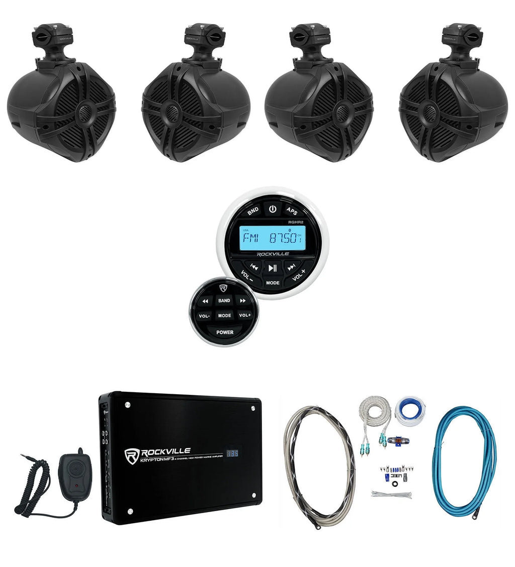 Marine Bluetooth Receiver with Remote and 4-Ch Amp U720358