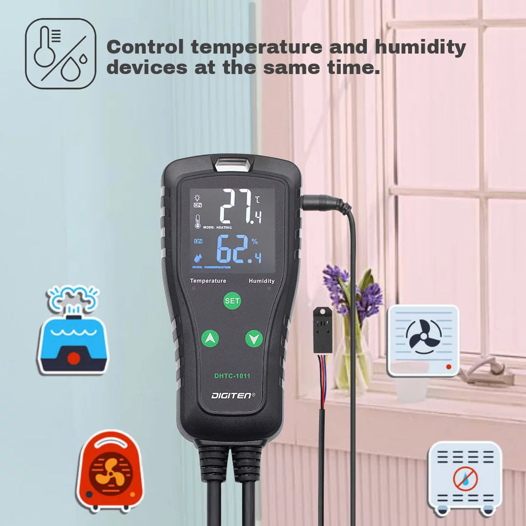 Temperature and Humidity Controller Outlet Plug in Thermostat D468