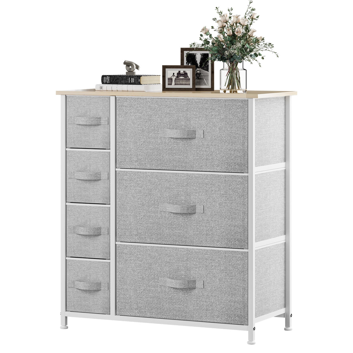 Gray Metal Fabric Wood Drawer Chests G9343