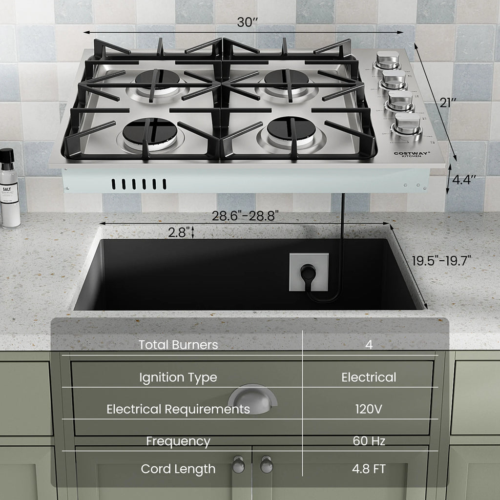 30 Gas Cooktop with 4 Sealed Burners X2907