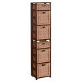Square Folding Bookcase with Wicker Storage Baskets I520