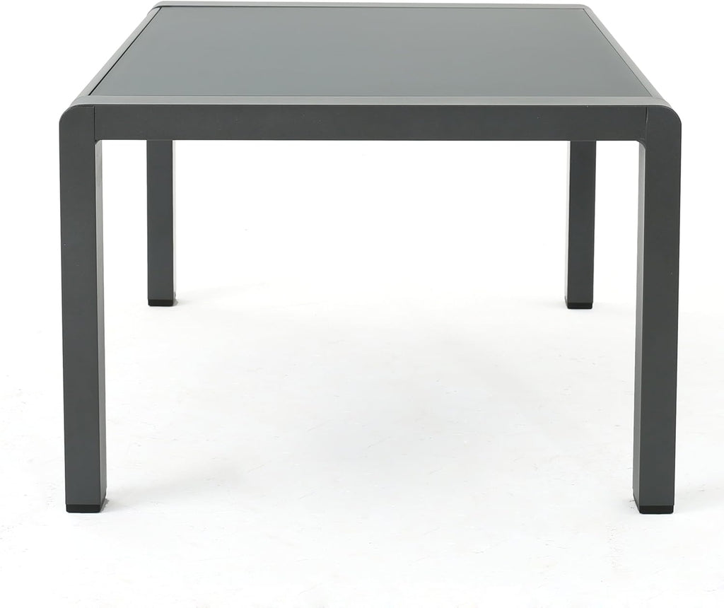Grey Aluminum Outdoor Coffee Table with Tempered Glass Top I94452