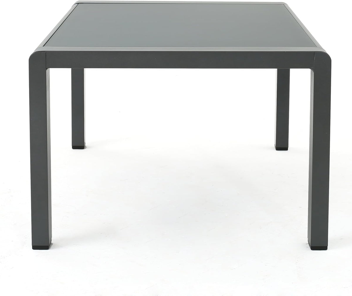 Grey Aluminum Outdoor Coffee Table with Tempered Glass Top I94452