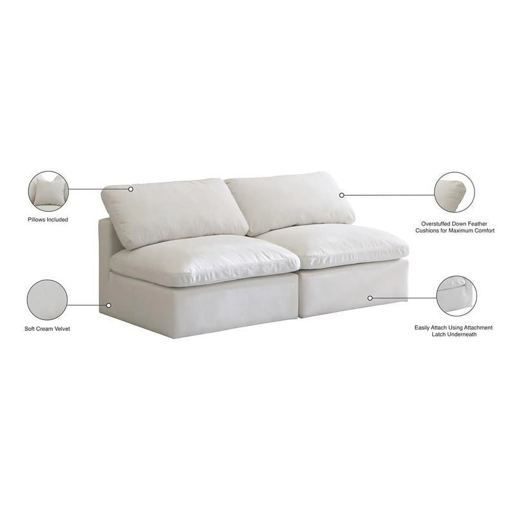 Cream Velvet Modular Armless Sofa X915
