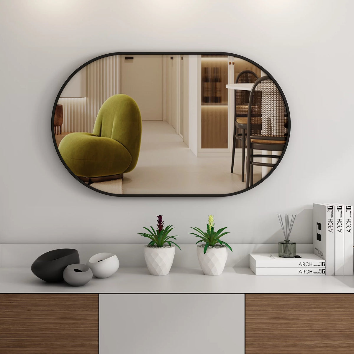 Oval Wall Mirror 30"x20" with Frame T352554