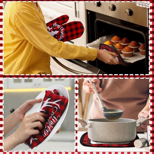 8 Pcs Christmas Kitchen Towels Oven Mitts and Pot Holders Set G7146