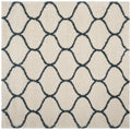 Ivory Slate Blue Geometric Shag Area Rug 7' x 7' Square F26960