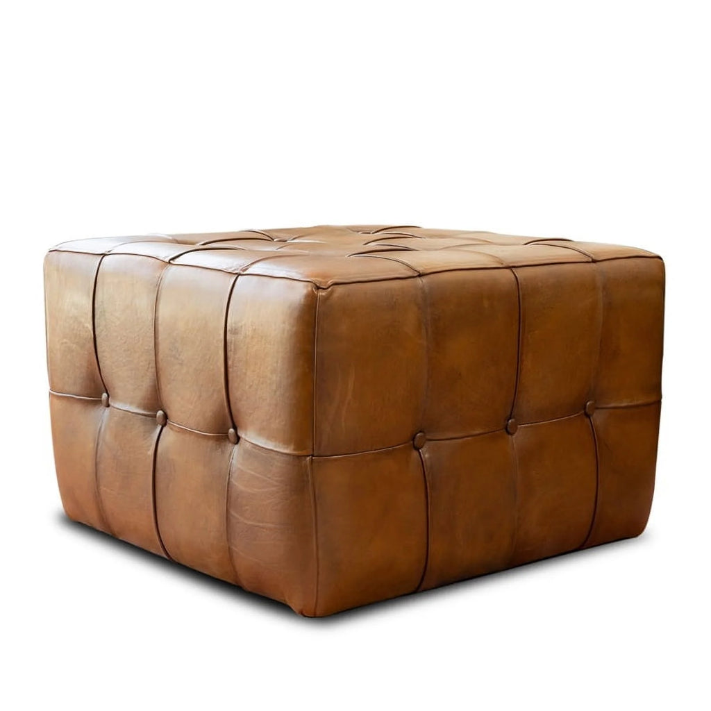Tan Brown Leather Ottoman K2929