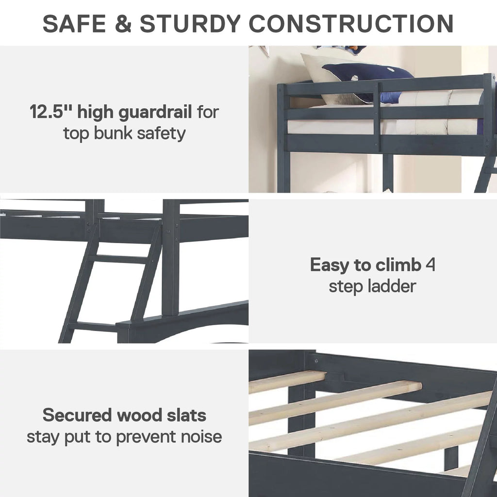 Gray Convertible Twin-Over-Full Bunk Bed I167608