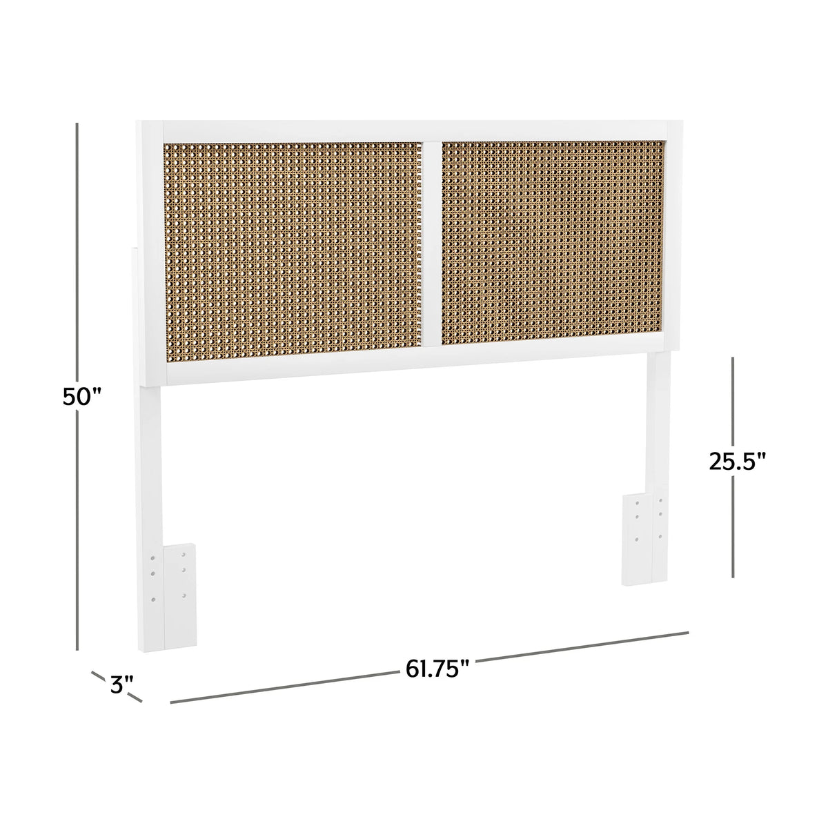 White Wood and Cane Panel Full/Queen Headboard F605