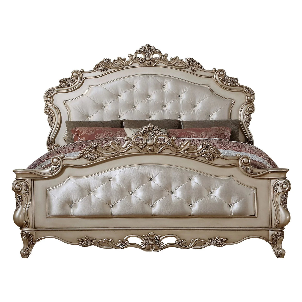 California King Bed Cream Fabric S5560