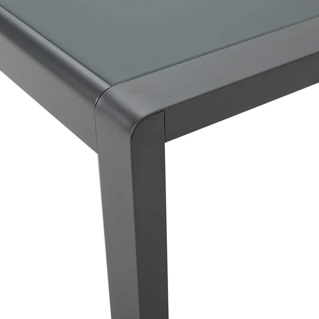 Grey Aluminum Outdoor Coffee Table with Tempered Glass Top I94452