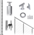 Round 36”x2.36” Stainless Steel Brushed Cable Railing Post Pack of 2 X895290