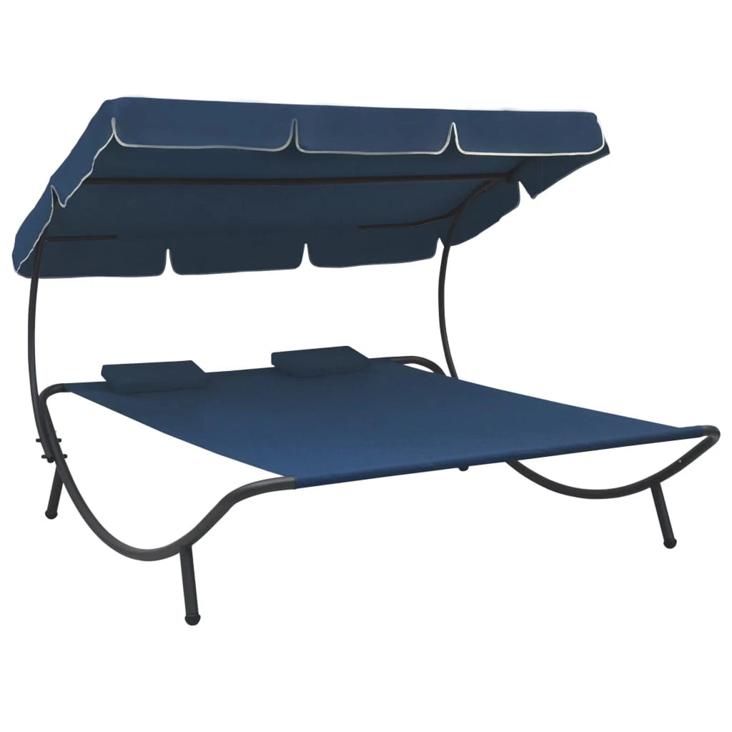 Blue Patio Bed with Canopy and Pillows Z93540