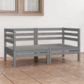 2-Seater Gray Solid Wood Sofa Y2579