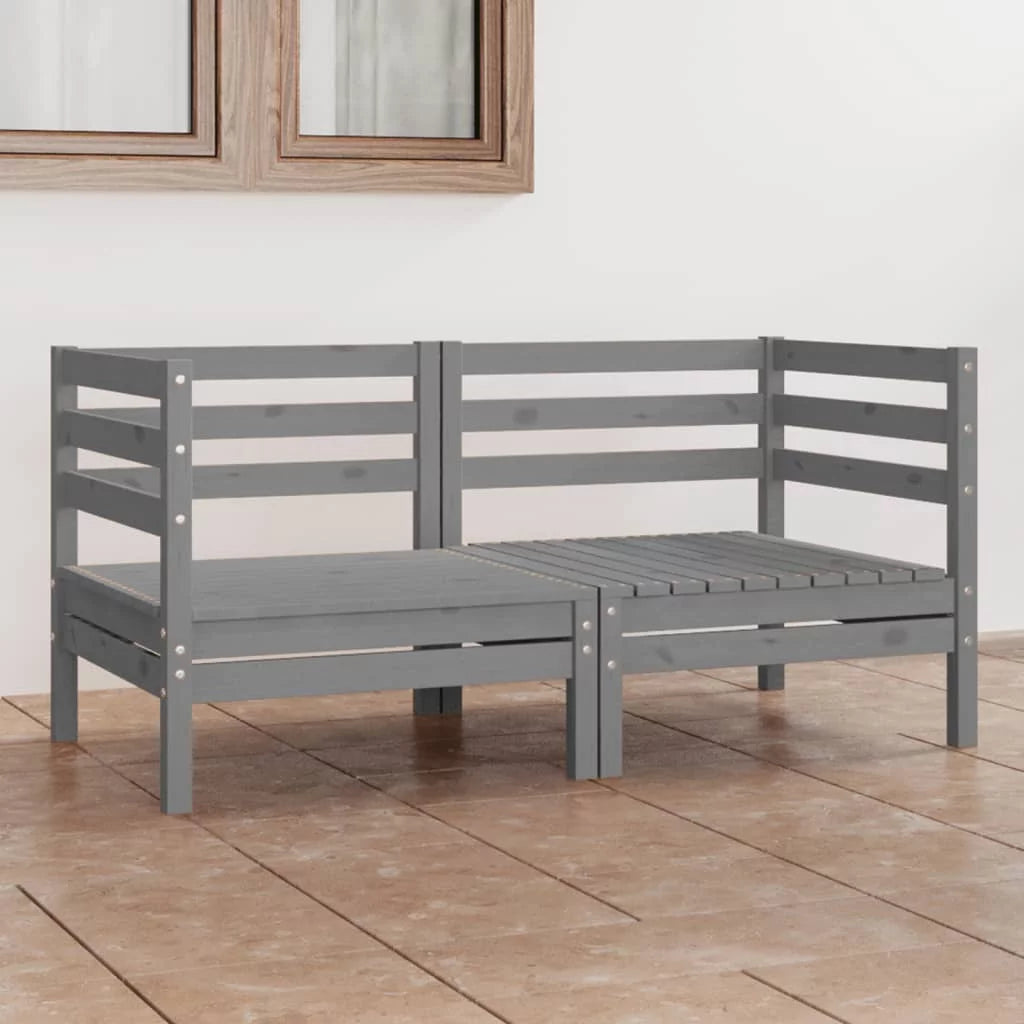 2-Seater Gray Solid Wood Sofa Y2579