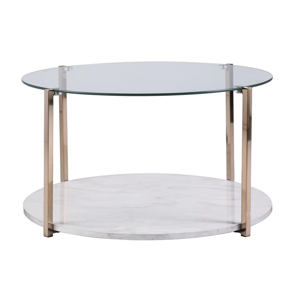 Modern Faux Marble and Glass Top Round Coffee Table B8870