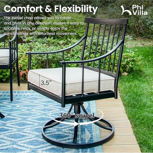 Set of 2 Beige Swivel Rocking Patio Chairs with Cushion B982449