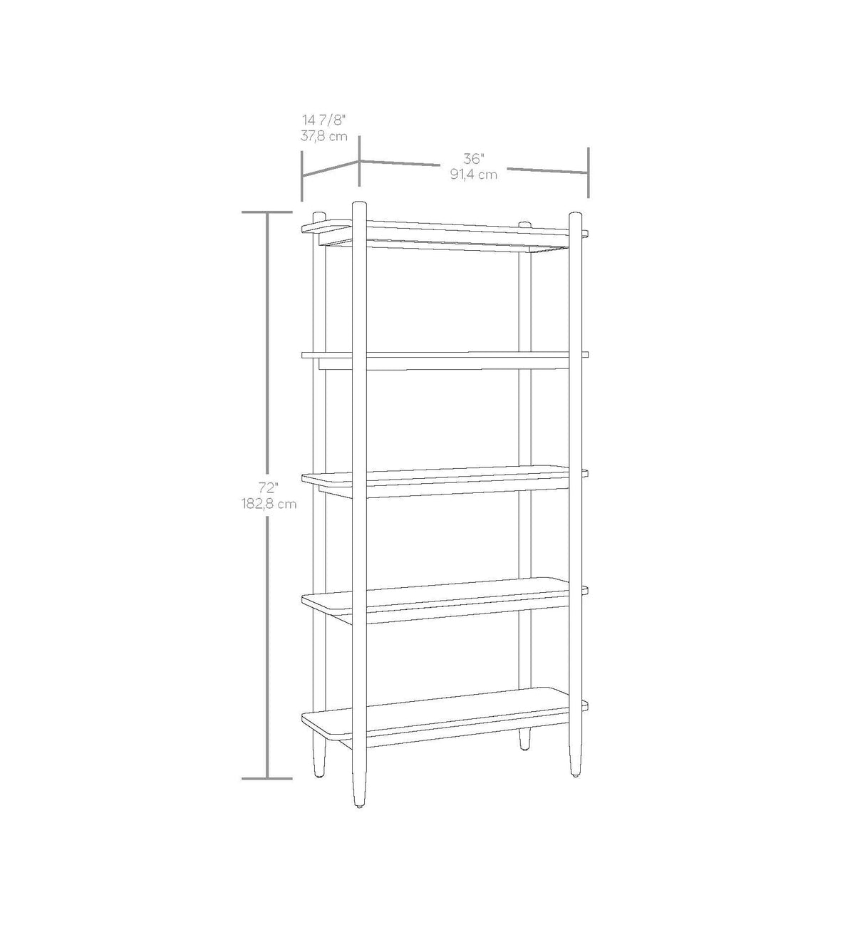 5 Shelf Wood Bookcase I407