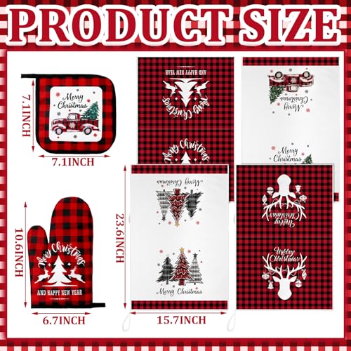 8 Pcs Christmas Kitchen Towels Oven Mitts and Pot Holders Set G7146
