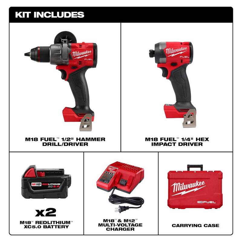 18-Volt Brushless Cordless Hammer Drill & Impact Driver Combo Kit with 50-Piece Bit Set L498591