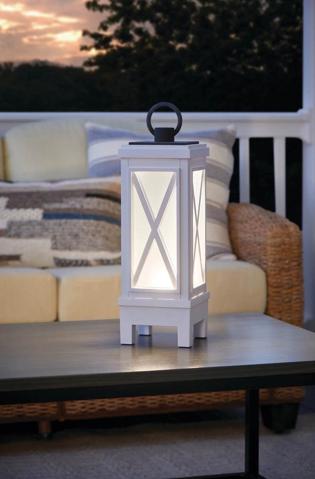 19" Tall Portable Outdoor Lantern Style Lamp - White T667778