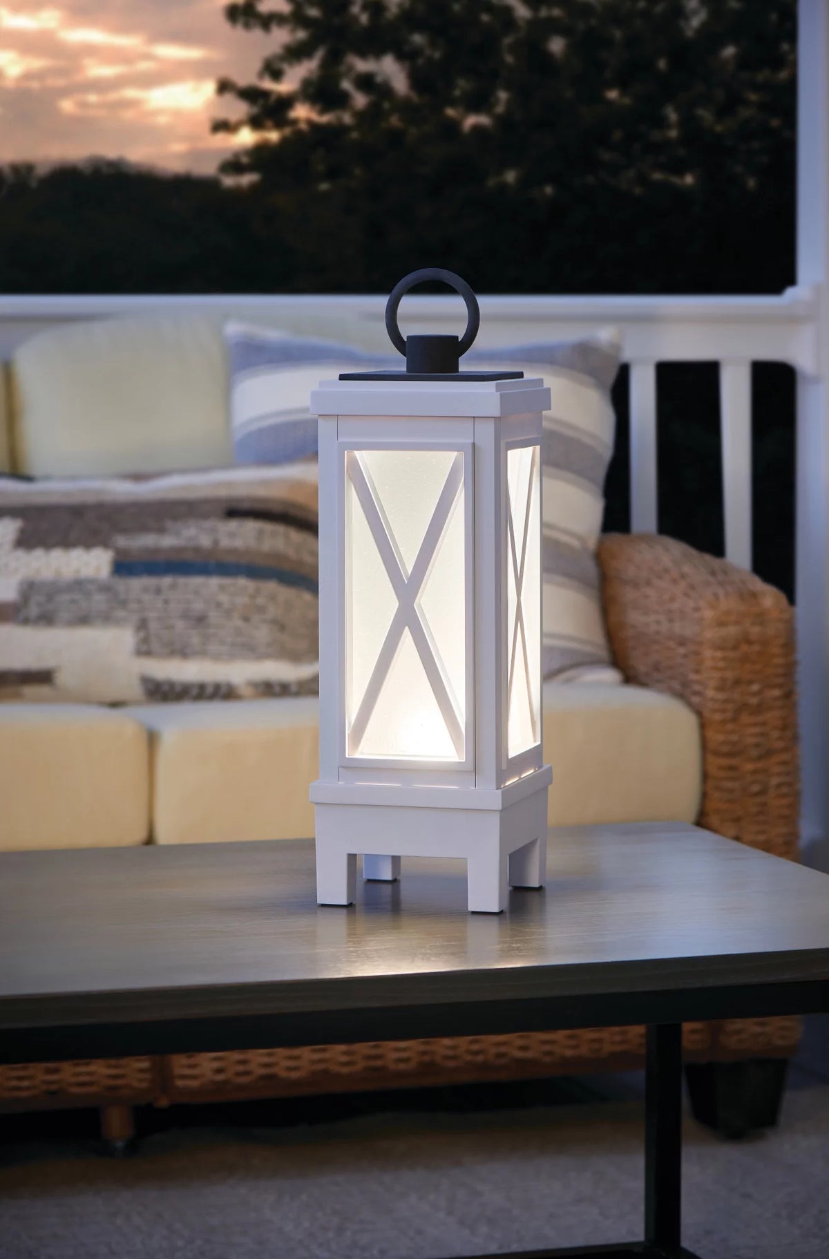 19" Tall Portable Outdoor Lantern Style Lamp - White T667778