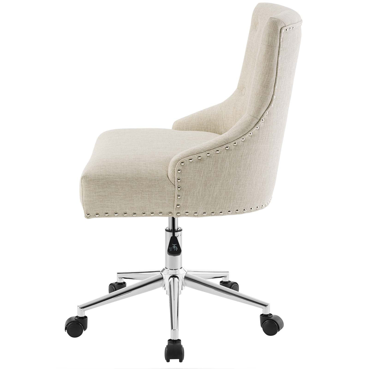 Beige Fabric Aluminum Work Desk Chair W80686
