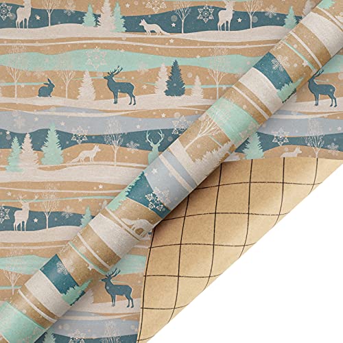 Christmas Kraft Wrapping Paper 4 Rolls M758