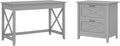 Linen White Oak Writing Desk with 2 Drawer File Cabinet B8729