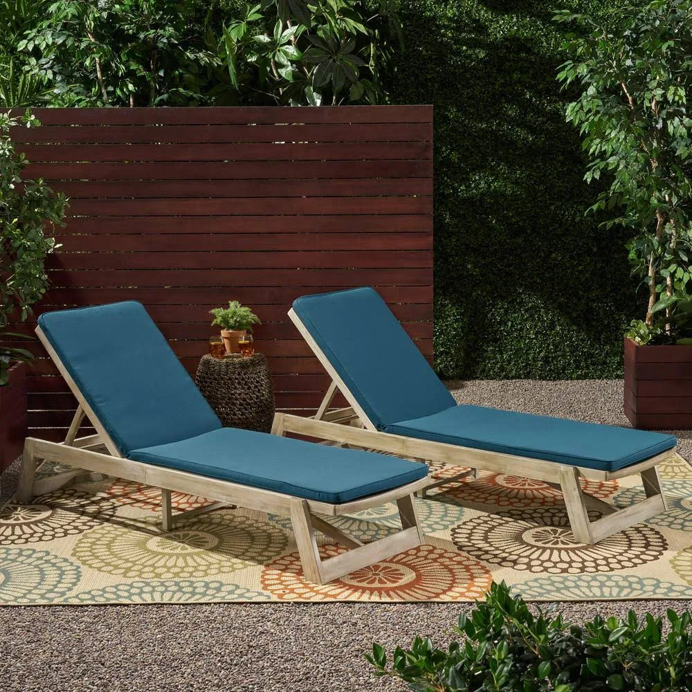 Acacia Wood Chaise Lounge Set of 2 A858417
