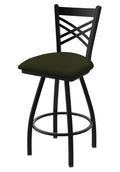 Swivel Bar Stool with Black Wrinkle Finish and Canter Pine Seat Z7556