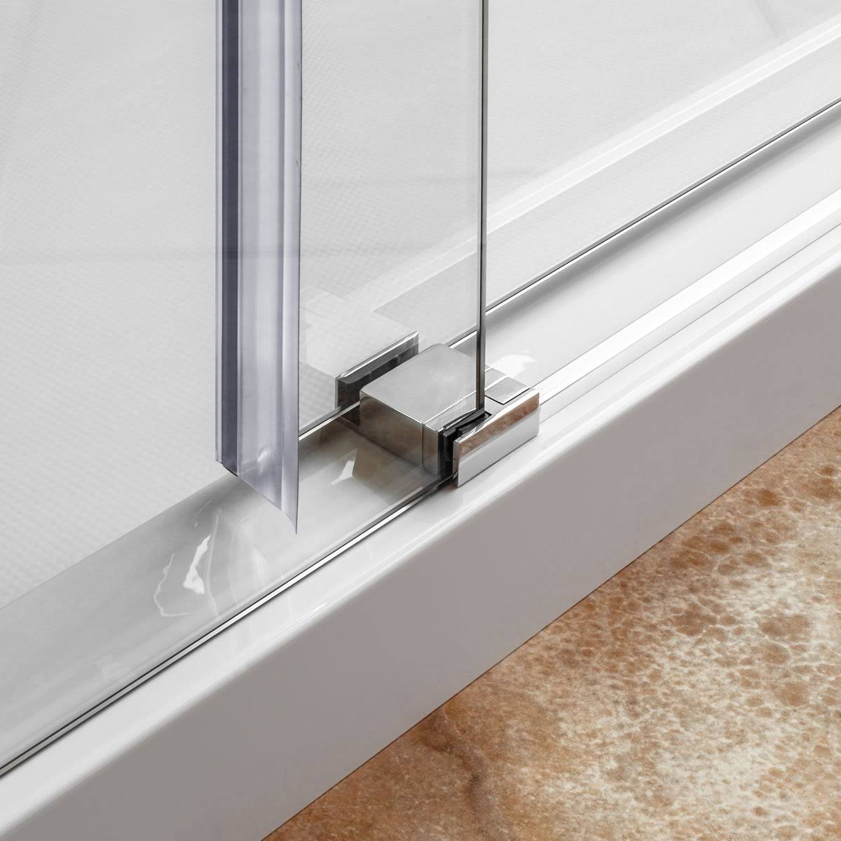 Chrome 56-60W x 76H Sliding Shower Door with Stationary Panel C880465