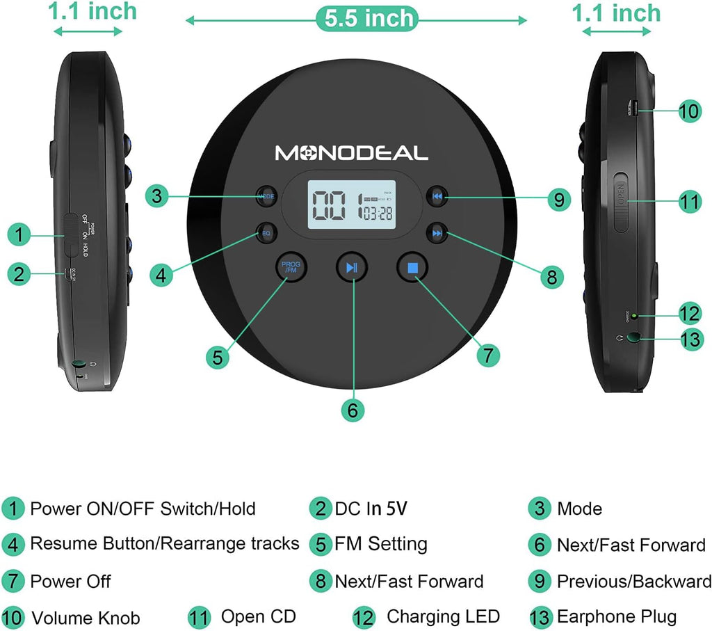 Portable CD Player with FM Transmitter L872427