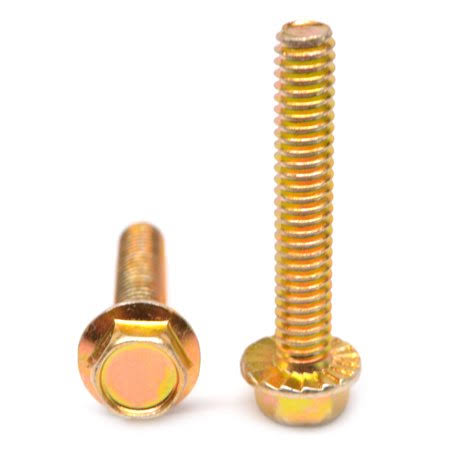 3/8-16 x 5/8 Grade 5 Hex Flange Screw Medium Carbon Steel Yellow Zinc Plated J558