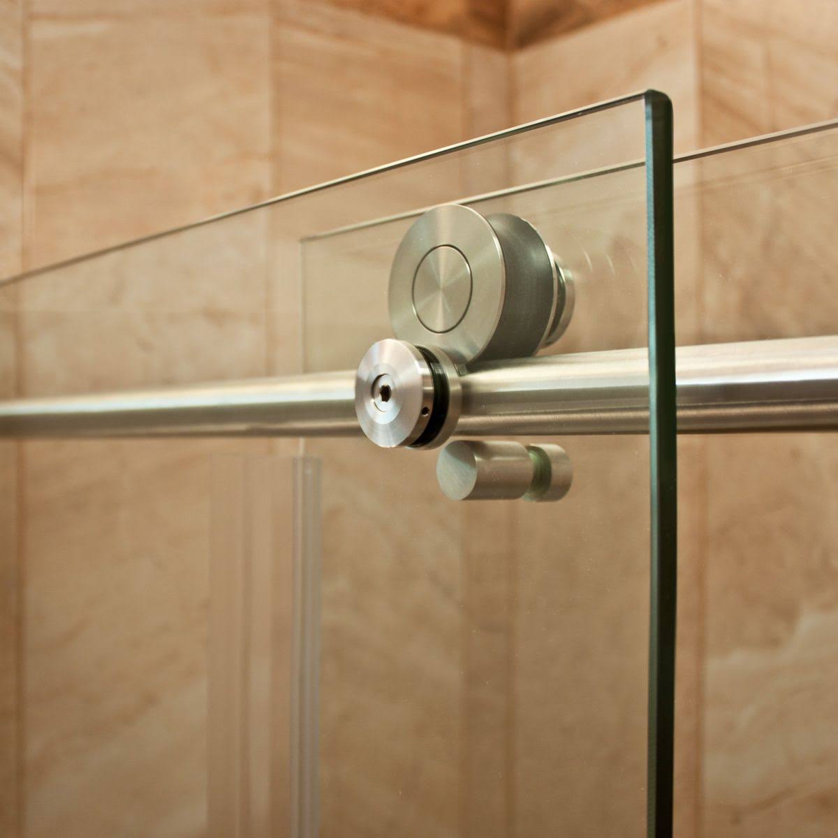 Chrome 56-60W x 76H Sliding Shower Door with Stationary Panel C880465