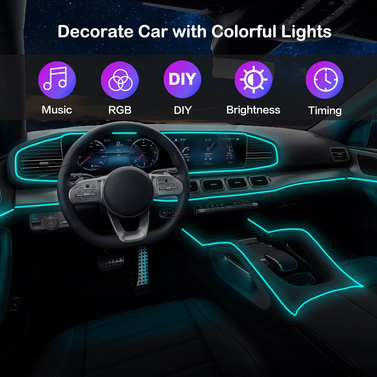 Car LED Strip Lights with Wireless APP and Remote Control P413084